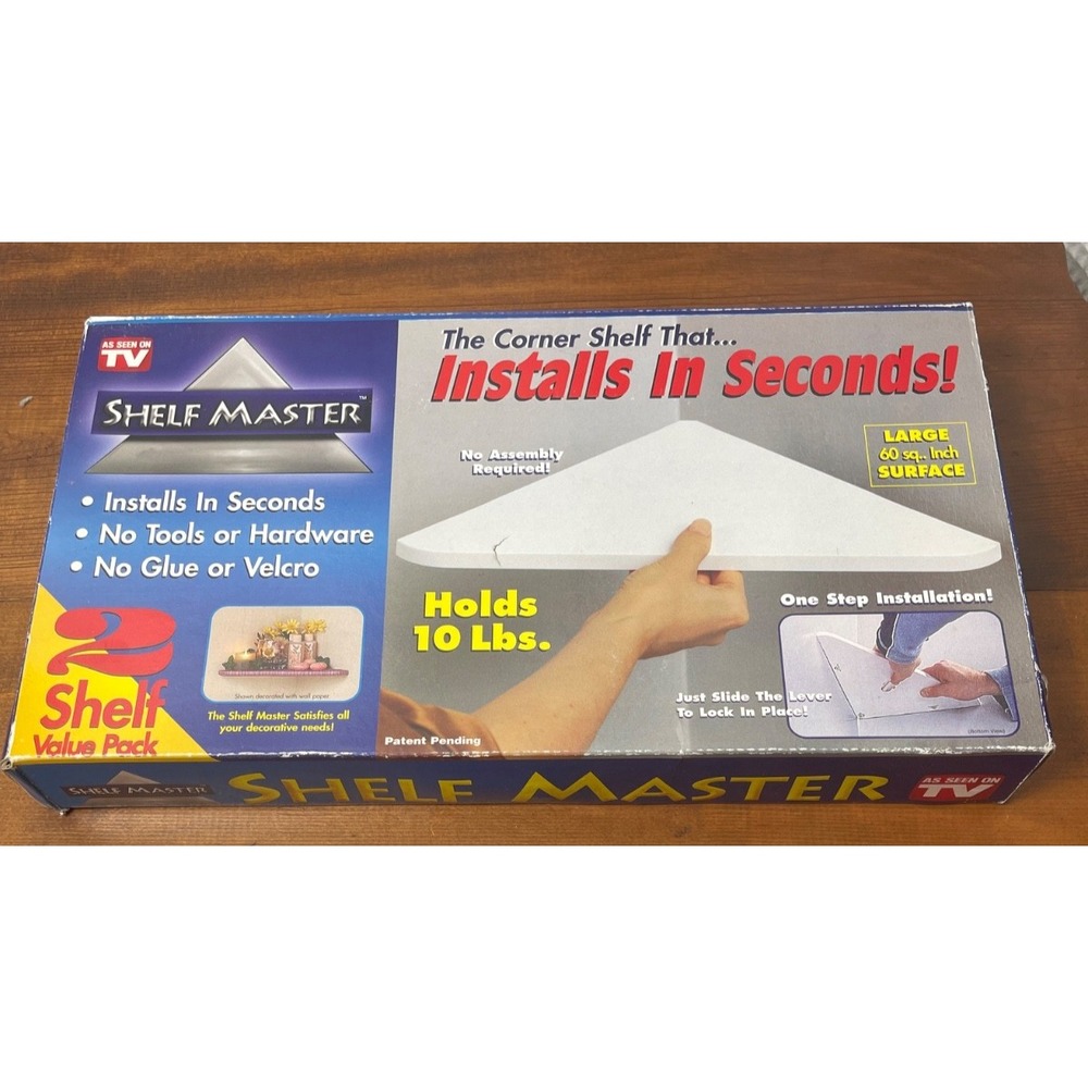 Shelf Master 2 Shelf Value Pack Instant Corner Shelves Brand New Open Box
